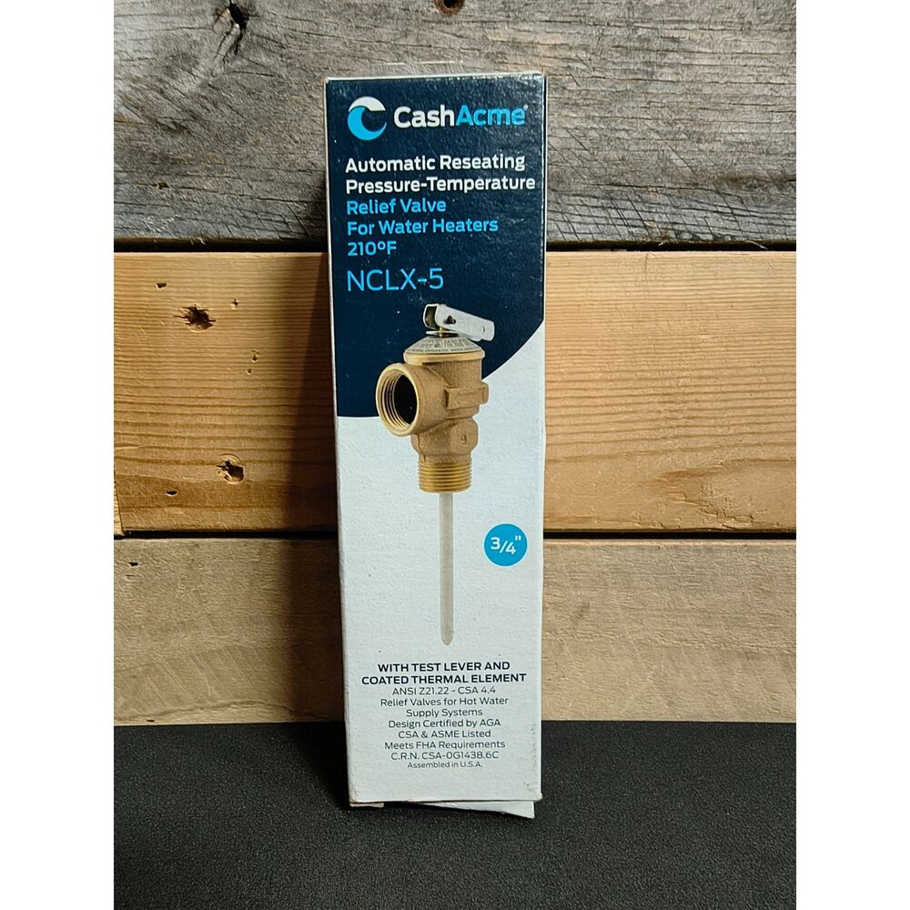 NEW CashAcme Automatic Reseating Pressure-Temperature Relief Valve 3/4" NCLX-5